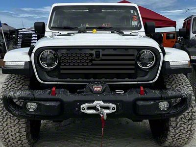 ZKD Customs Grille Insert; Black and Dark Gray Dog Paw Flag (24-25 Jeep Gladiator JT)