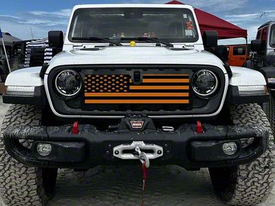 ZKD Customs Grille Insert; Black and Orange American Flag (24-25 Jeep Gladiator JT)