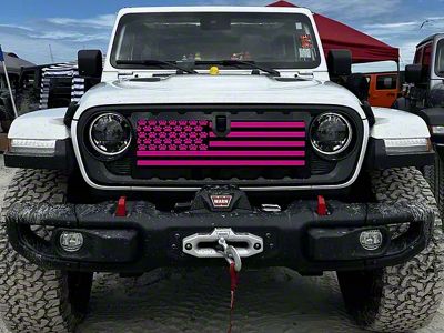 ZKD Customs Grille Insert; Black and Pink Dog Paw Flag (24-25 Jeep Gladiator JT)