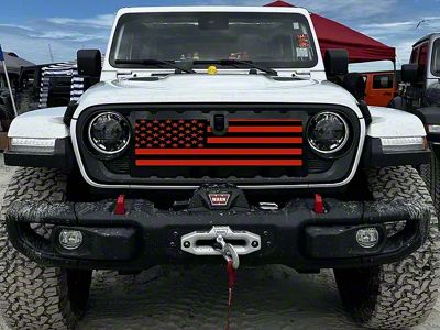 ZKD Customs Grille Insert; Black and Red Ameican Flag (24-25 Jeep Gladiator JT)