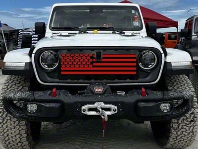 ZKD Customs Grille Insert; Black and Red Dog Paw Flag (24-25 Jeep Gladiator JT)