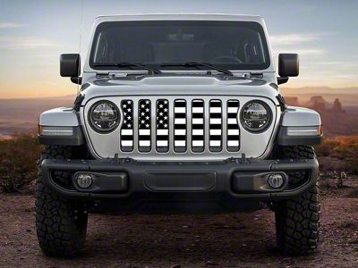 ZKD Customs Grille Insert; Black and White American Flag (20-23 Jeep Gladiator JT)