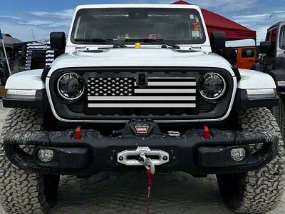 ZKD Customs Grille Insert; Black and White American Flag (24-25 Jeep Gladiator JT)