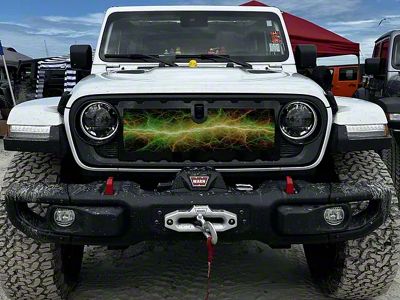 ZKD Customs Grille Insert; Orange-Green Lightning (24-25 Jeep Gladiator JT)