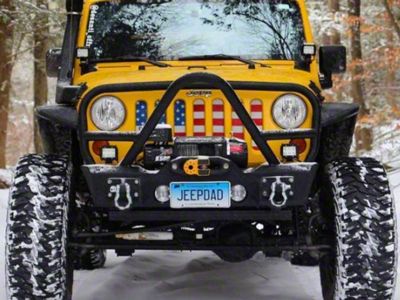 ZKD Customs Grille Insert; American Flag With Candy Apple Sparkling Paint (07-18 Jeep Wrangler JK)