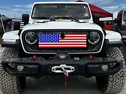 ZKD Customs Grille Insert; American Flag with Candy Apple Sparkling Paint (24-25 Jeep Wrangler JL)