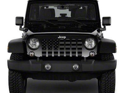 ZKD Customs Grille Insert; Black and Dark Gray American Flag (07-18 Jeep Wrangler JK)