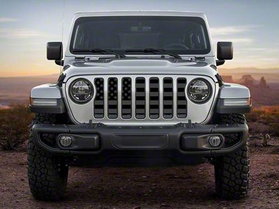 ZKD Customs Grille Insert; Black and Dark Gray American Flag (18-23 Jeep Wrangler JL)