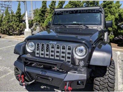 Grille Insert; Black and Light Gray American Flag (07-18 Jeep Wrangler JK)