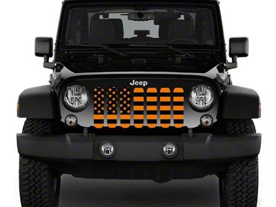 ZKD Customs Grille Insert; Black and Orange American Flag (07-18 Jeep Wrangler JK)