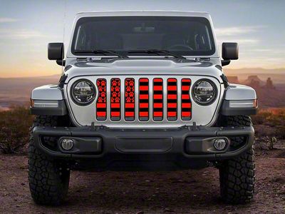 ZKD Customs Grille Insert; Black and Red Dog Paw Flag (18-23 Jeep Wrangler JL)