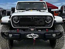 ZKD Customs Grille Insert; Offroad Vehicle Climbing Black and Dark Gray American Flag (24-25 Jeep Wrangler JL)