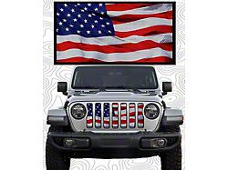 ZKD Customs Grille Insert; Waving American Flag (18-23 Jeep Wrangler JL)