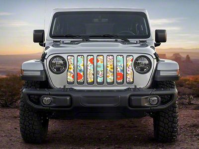ZKD Customs Grille Insert; Whimsical Flowers (18-23 Jeep Wrangler JL)