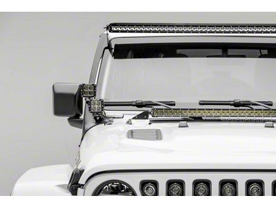 ZRoadz 50-Inch Straight LED Light Bar and Four 3-Inch LED Pod Lights with Front Roof Mounting Brackets (18-25 Jeep Wrangler JL, Excluding 4xe & Rubicon 392)