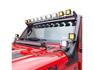 ZRoadz Multi-LED Roof Cross Bar and A-Pillar Light Mount with Fourteen 3-Inch LED Light Pods (18-25 Jeep Wrangler JL, Excluding 4xe & Rubicon 392)