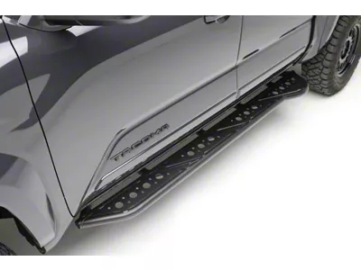 ZRoadz TRAILX.R1 Series Rock Sliders with Step Plates; Low Gloss Black Textured (24-25 Tacoma Double Cab)