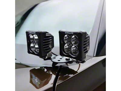 ZRoadz Four 3-Inch White LED Pod Lights with Hood Hinge Mounting Brackets (22-25 Tundra)