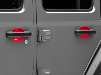 RedRock Exterior Door Handle Guards; Red (18-24 Jeep Wrangler JL)