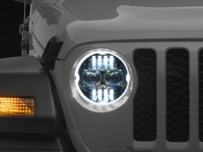 Raxiom Axial Series 9-Inch Angel Eye LED Headlights; Black Housing; Clear Lens (20-24 Jeep Gladiator JT)