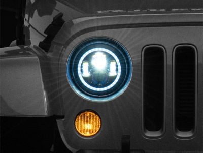 Raxiom Axial Series 7-Inch LED Headlights with RGB Halo; Black Housing; Clear Lens (97-18 Jeep Wrangler TJ & JK)