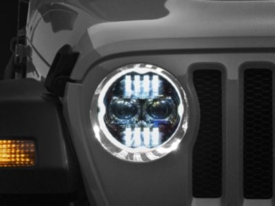 Raxiom Axial Series 9-Inch Angel Eye LED Headlights; Black Housing; Clear Lens (18-24 Jeep Wrangler JL)
