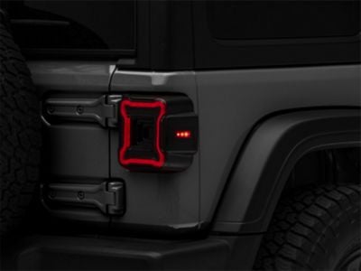 Raxiom Axial Series Plateau LED Tail Lights; Black Housing; Smoked Lens (18-24 Jeep Wrangler JL)