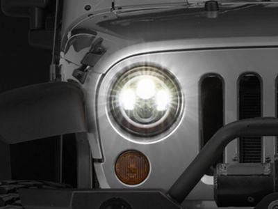 Raxiom Axial Series LED Halo Headlights with DRL and Amber Turn Signals; Black Housing; Clear Lens (97-18 Jeep Wrangler TJ & JK)