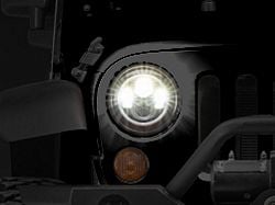 Raxiom Axial Series LED Halo Headlights with DRL and Amber Turn Signals; Black Housing; Clear Lens (97-18 Jeep Wrangler TJ & JK)