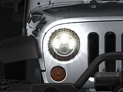 Raxiom Axial Series LED Halo Headlights with DRL and Amber Turn Signals; Black Housing; Clear Lens (97-18 Jeep Wrangler TJ & JK)