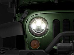 Raxiom Axial Series LED Halo Headlights with DRL and Amber Turn Signals; Black Housing; Clear Lens (97-18 Jeep Wrangler TJ & JK)