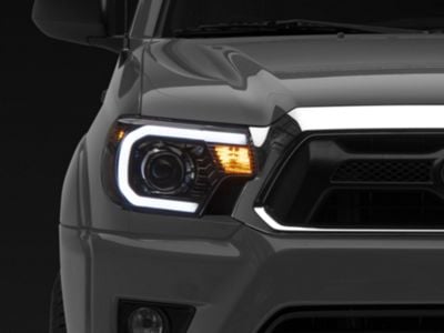Raxiom Axial Series Projector Headlights with Sequential LED Bar; Black Housing; Clear Lens (12-15 Tacoma)