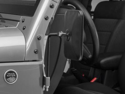 Barricade Rectangular Adventure Mirrors; Textured Black (66-24 Jeep CJ5, CJ7, Wrangler YJ, TJ, JK & JL)