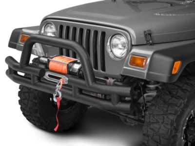 Barricade Tubular Front Bumper with Winch Cutout; Textured Black (87-06 Jeep Wrangler YJ & TJ)