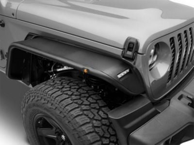 Barricade Tubular Fender Flares with LED DRL and Marker Lights; Front (20-24 Jeep Gladiator JT)