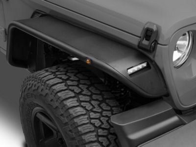 Barricade Tubular Fender Flares with LED DRL and Marker Lights; Front (18-24 Jeep Wrangler JL)