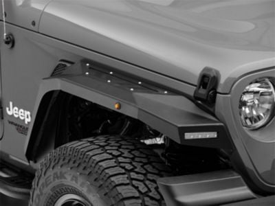 Barricade X-Series Fender Flares with LED DRL and Marker Lights; Black Inserts; Front and Rear (18-24 Jeep Wrangler JL)