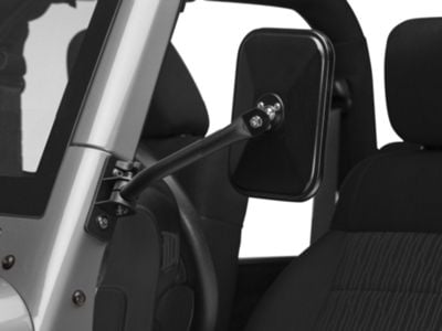 Barricade Quick Release Rectangular Mirrors; Textured Black (07-18 Jeep Wrangler JK)