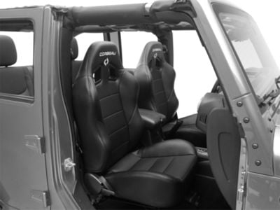 Corbeau Baja XRS Suspension Seats; Black Vinyl; Pair (Universal; Some Adaptation May Be Required)
