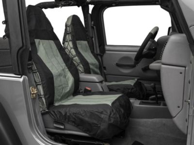 Front Seat Covers; Black/Gray (87-02 Jeep Wrangler YJ & TJ)