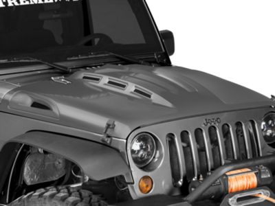 DV8 Offroad Heat Dispersion Vented Hood; Unpainted (07-18 Jeep Wrangler JK)