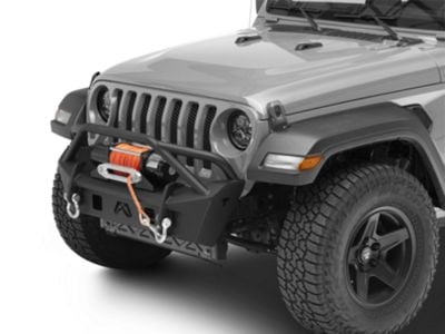 Fab Fours Stubby Front Bumper with Pre-Runner Guard; Matte Black (18-24 Jeep Wrangler JL)