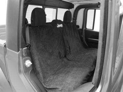 Full Back Seat Towel with Jeep Logo; Black (Universal; Some Adaptation May Be Required)