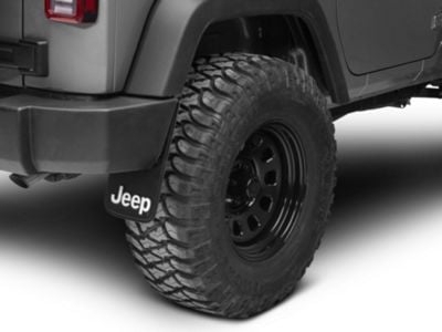 Easy Fit Mud Guards with Jeep Logo; 9-Inch x 15-Inch (66-24 Jeep CJ5, CJ7, Wrangler YJ, TJ, JK & JL)