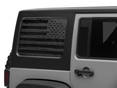 SEC10 Distressed Flag Hard Top Window Decal; Matte Black (07-18 Jeep Wrangler JK 4-Door)