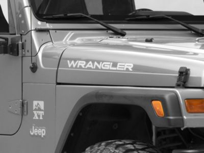 Jeep Licensed by RedRock Wrangler Hood Logo; Silver (97-06 Jeep Wrangler TJ)