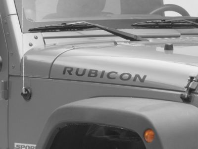 RUBICON Hood Decal; Matte Black (97-18 Jeep Wrangler TJ & JK)