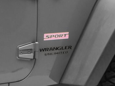 Jeep Licensed by RedRock Sport Side Logo; Pink (87-18 Jeep Wrangler YJ, TJ & JK)