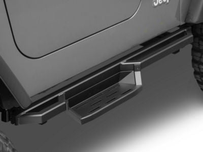 Square Tube Drop Style Nerf Side Step Bars; Matte Black (87-06 Jeep Wrangler YJ & TJ, Excluding Unlimited)