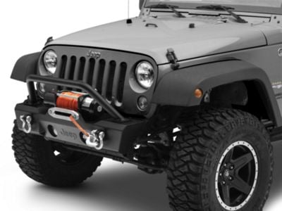 Jeep Licensed by RedRock Stubby Front Winch Bumper with Jeep Logo (07-18 Jeep Wrangler JK)